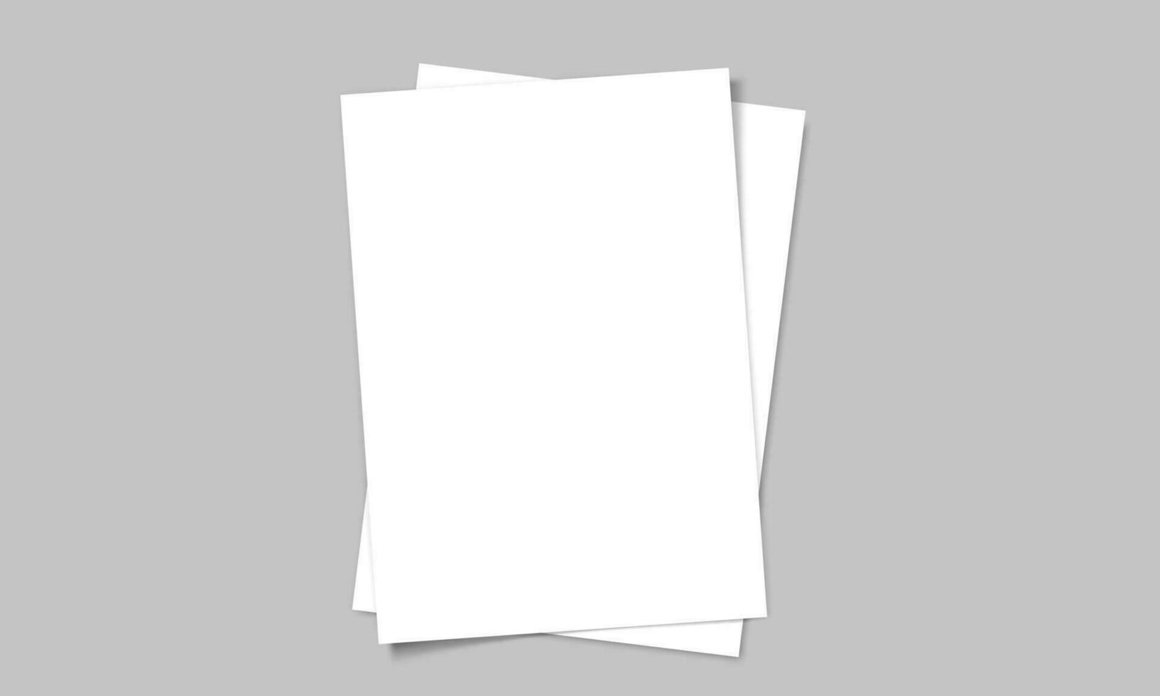 Vector white sheet of paper. Realistic blank A4 format paper template with shadow. Flyer, cover, brochure mockup design.