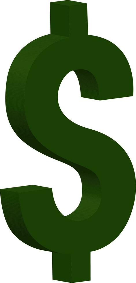 set of Green dollar sign 3d render on white vector