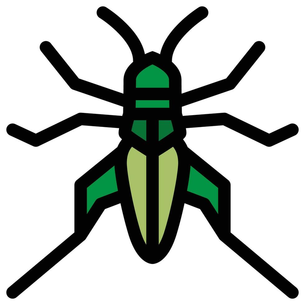 Filled outline icon for cricket bug. vector