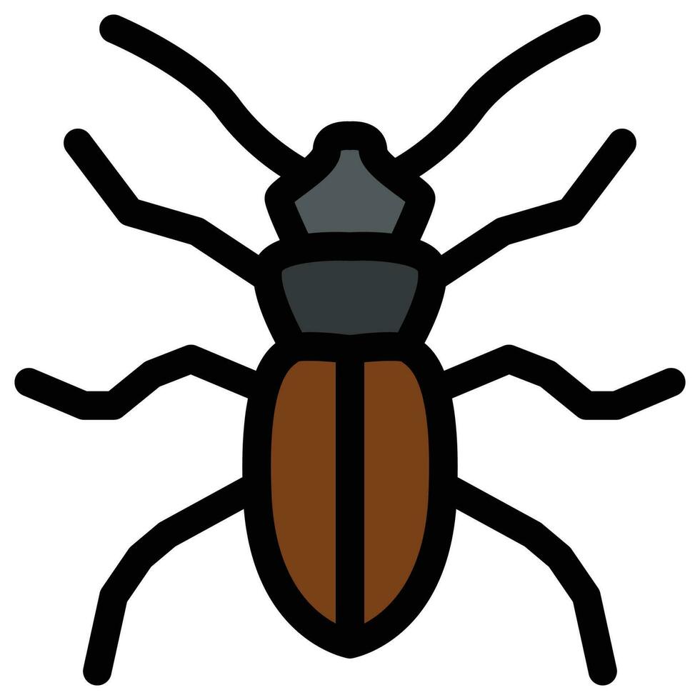 lleno contorno icono para escarabajo bicho. vector