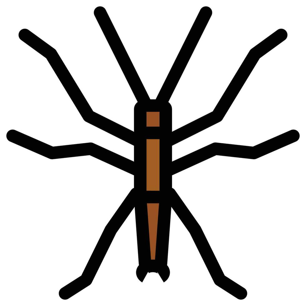 Filled outline icon for walking sticks bug. vector