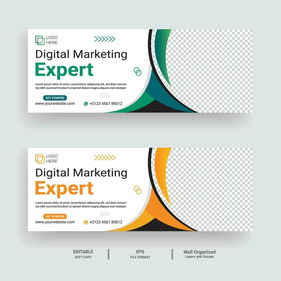 Free vector a set of two banners for digital marketing expert