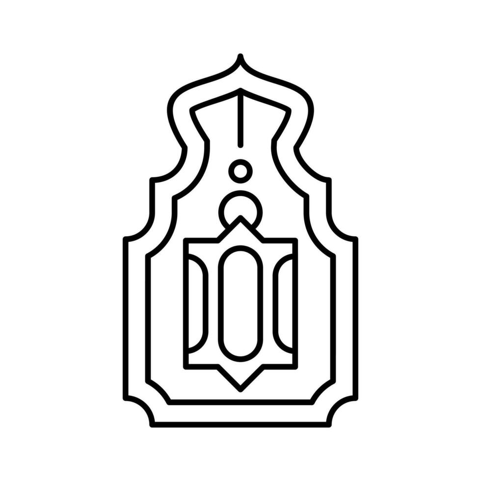 muslim lampion lantern islamic outline icon button vector illustration