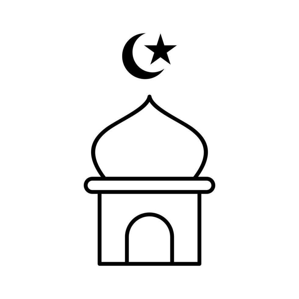 mosque with moon star islamic outline icon button vector illustration