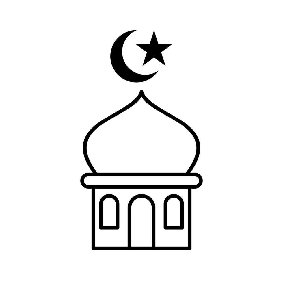 mezquita islámico contorno icono botón vector ilustración