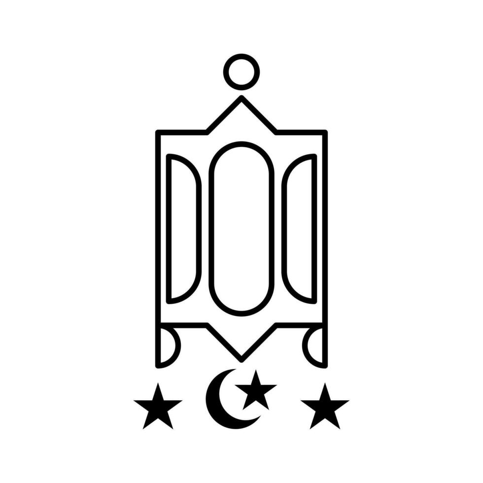 ligero linterna islámico contorno icono botón vector ilustración