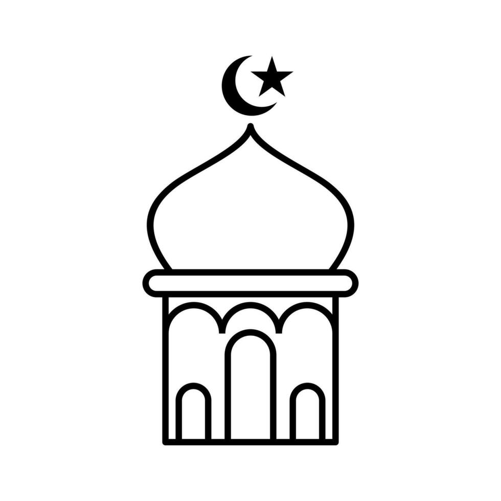 mosque tower building islamic outline icon button vector illustration