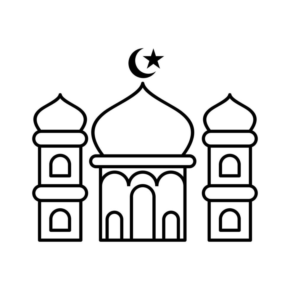 mosque building islamic outline icon button vector illustration