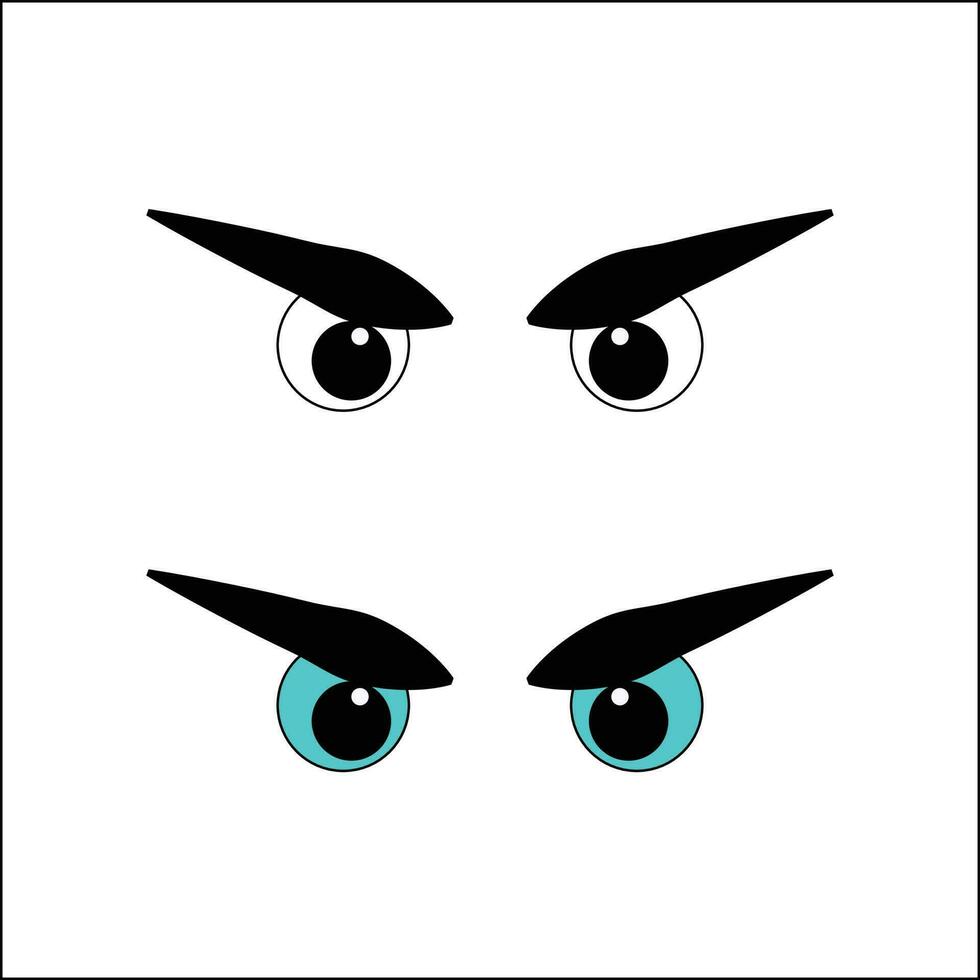 Cartoon style angry Eyes vector. vector