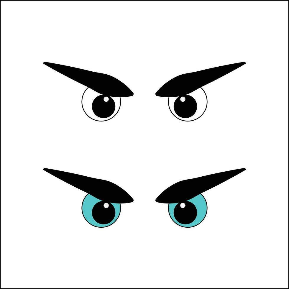 Cartoon style angry Eyes vector. vector