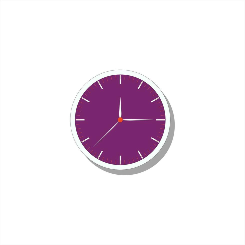 Clock icon in flat style, timer on color background. Vector design element