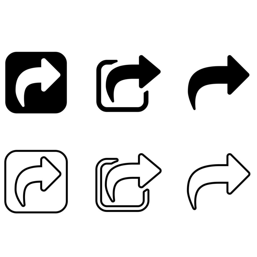 Arrow icon vector set. next illustration sign collection. turn symbol.