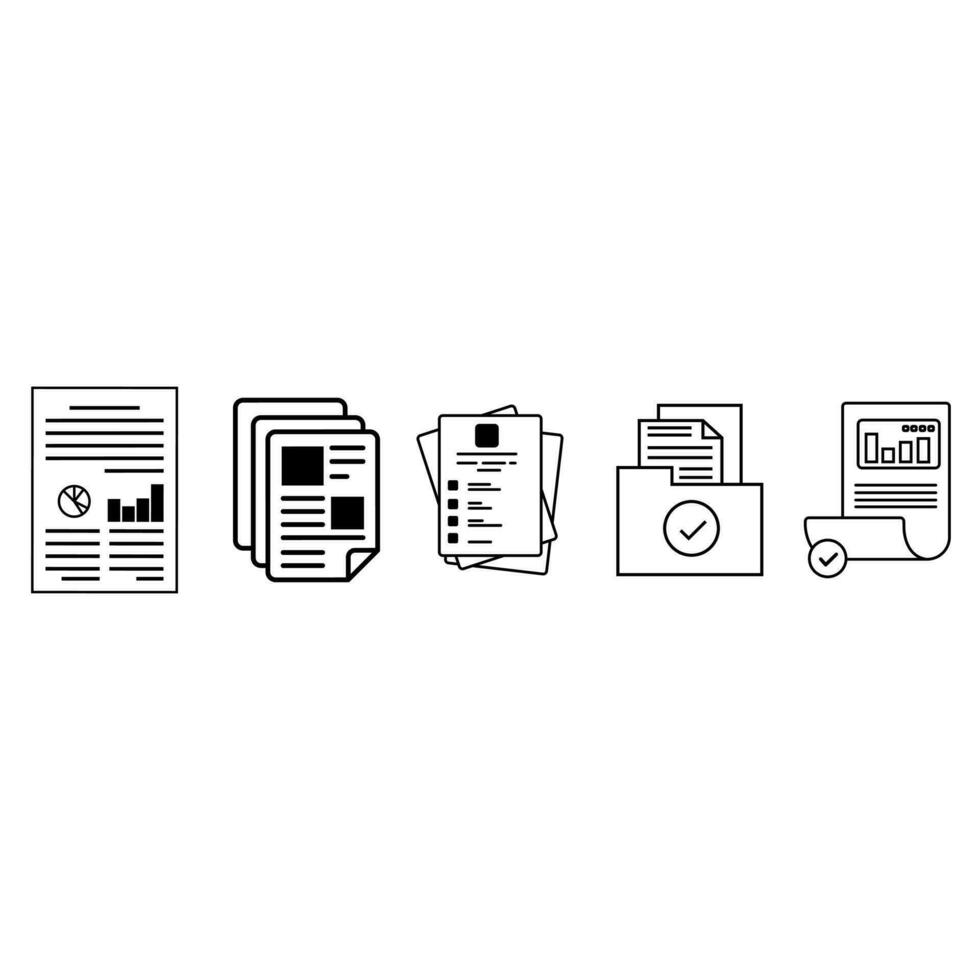 Documents icon vector set. report illustration sign collection. analysis symbol or logo.