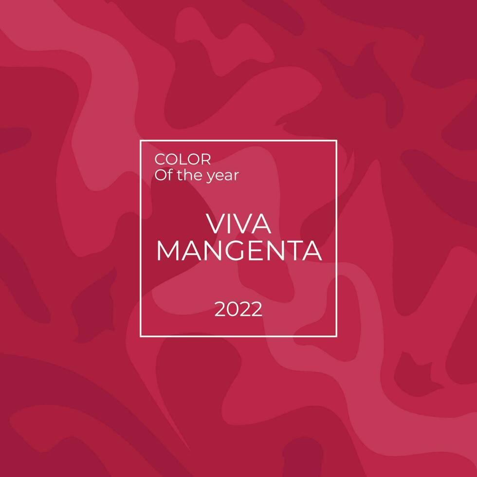 Viva Magenta color of the year 2023. Abstract luquid background with square frame. Stock vector illustration.