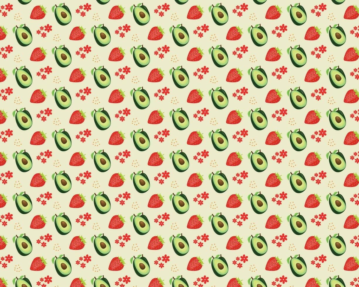 Seamless vector pattern designed with colorful fresh fruits