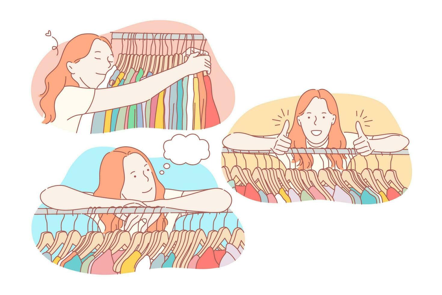 Shopping, clothing, collection, sale set concept vector