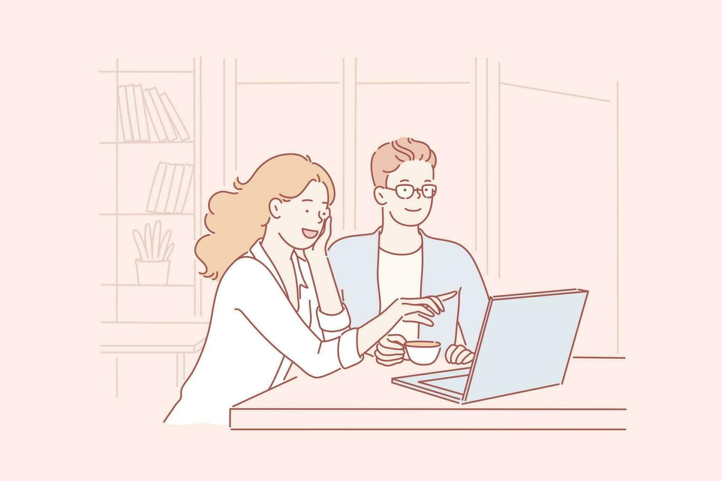 Cooperation, business, online store concept vector
