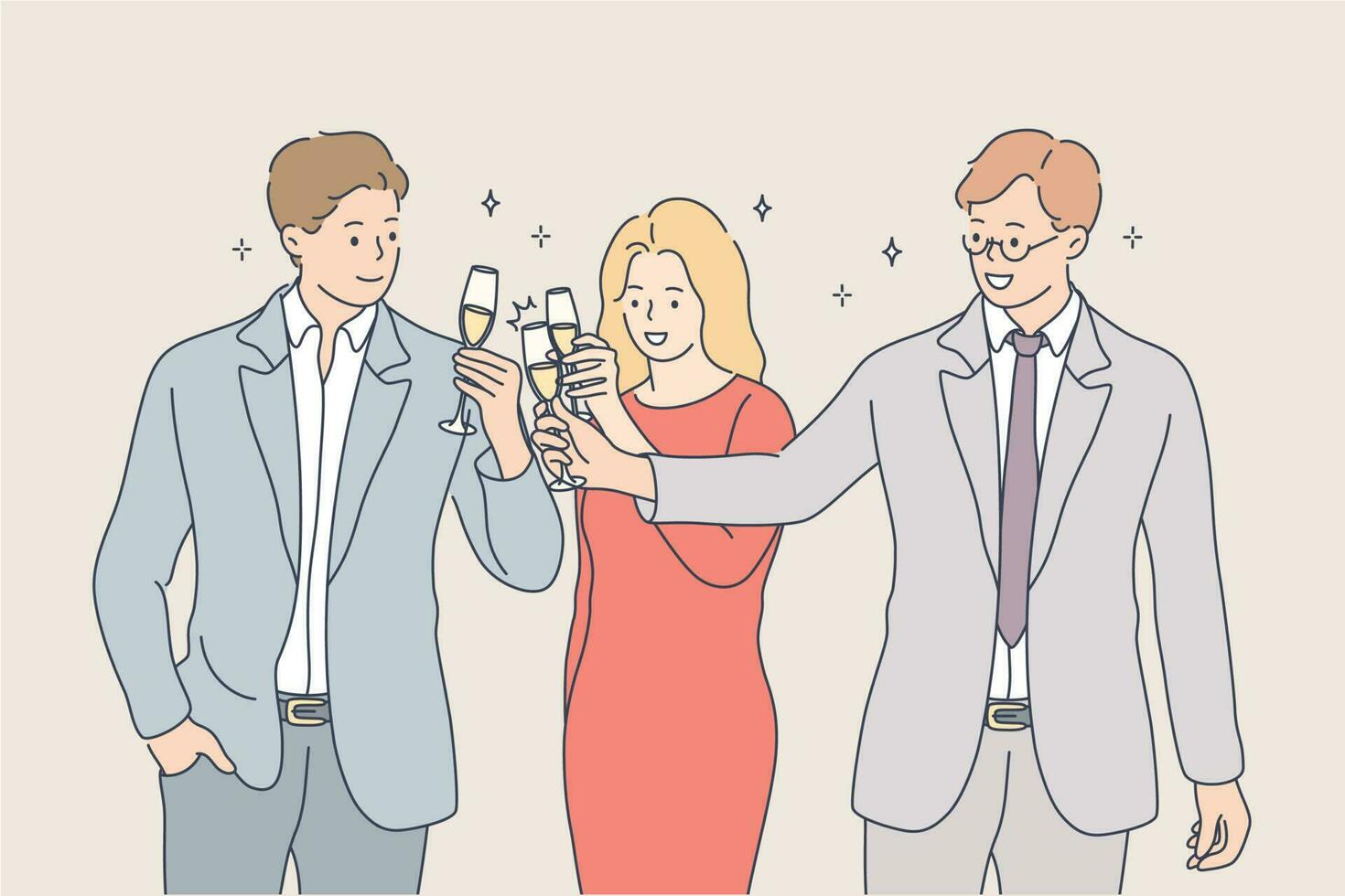 Business, team, celebration, alcohol, success, goal achievement concept vector