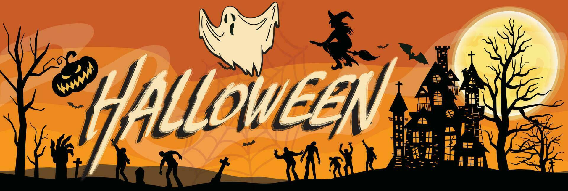 Happy Halloween party banner for October event, vector background