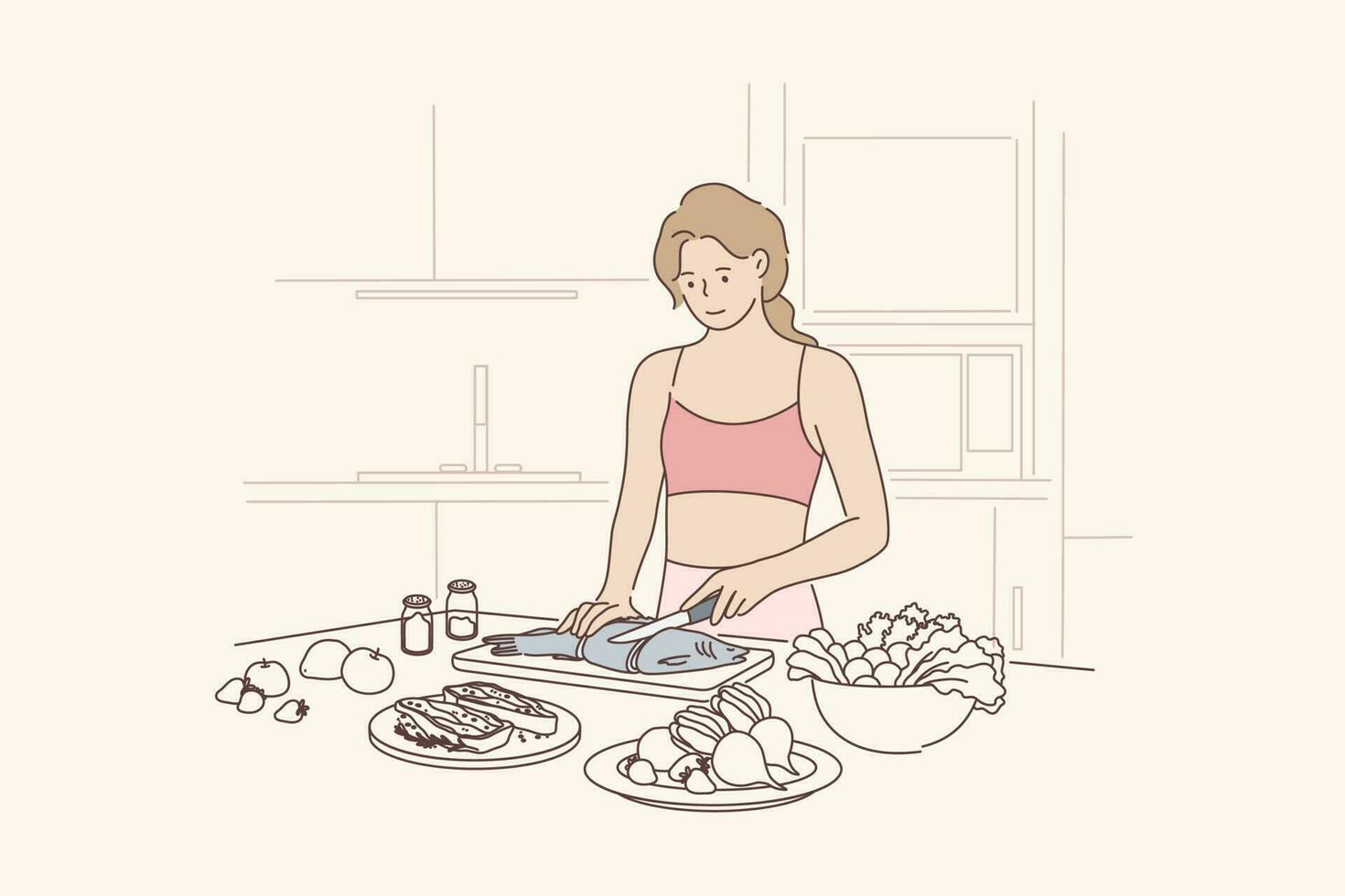 Cooking, diet, healthcare, nutrition concept vector