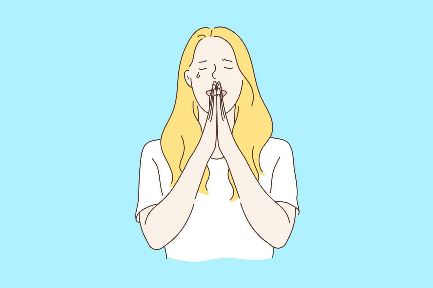 Praying, asking for God help concept vector