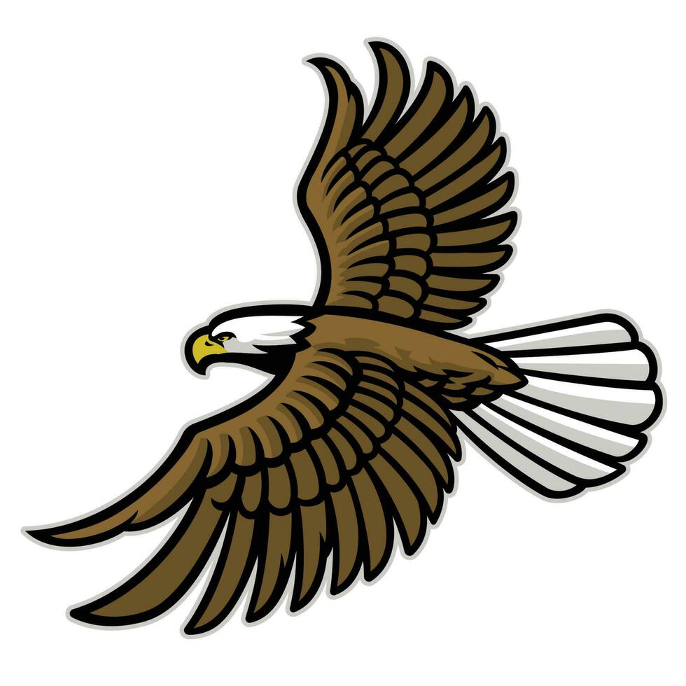bald eagle flying mascot spreading the wings vector