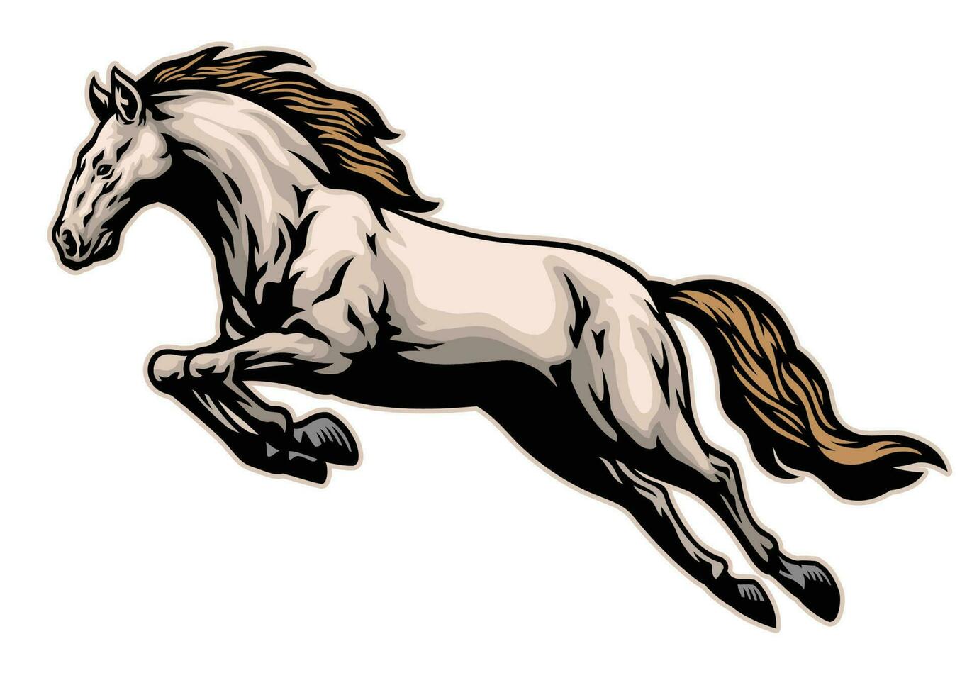 hand drawn of running mustang horse vector