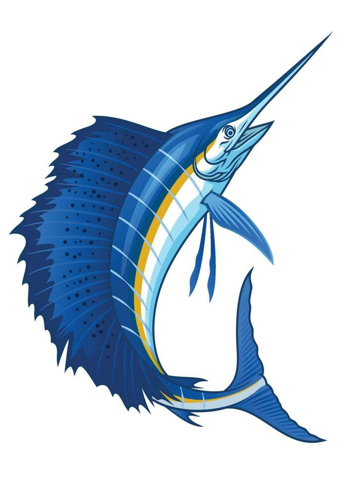 atlantic sailfish with big sail fin vector