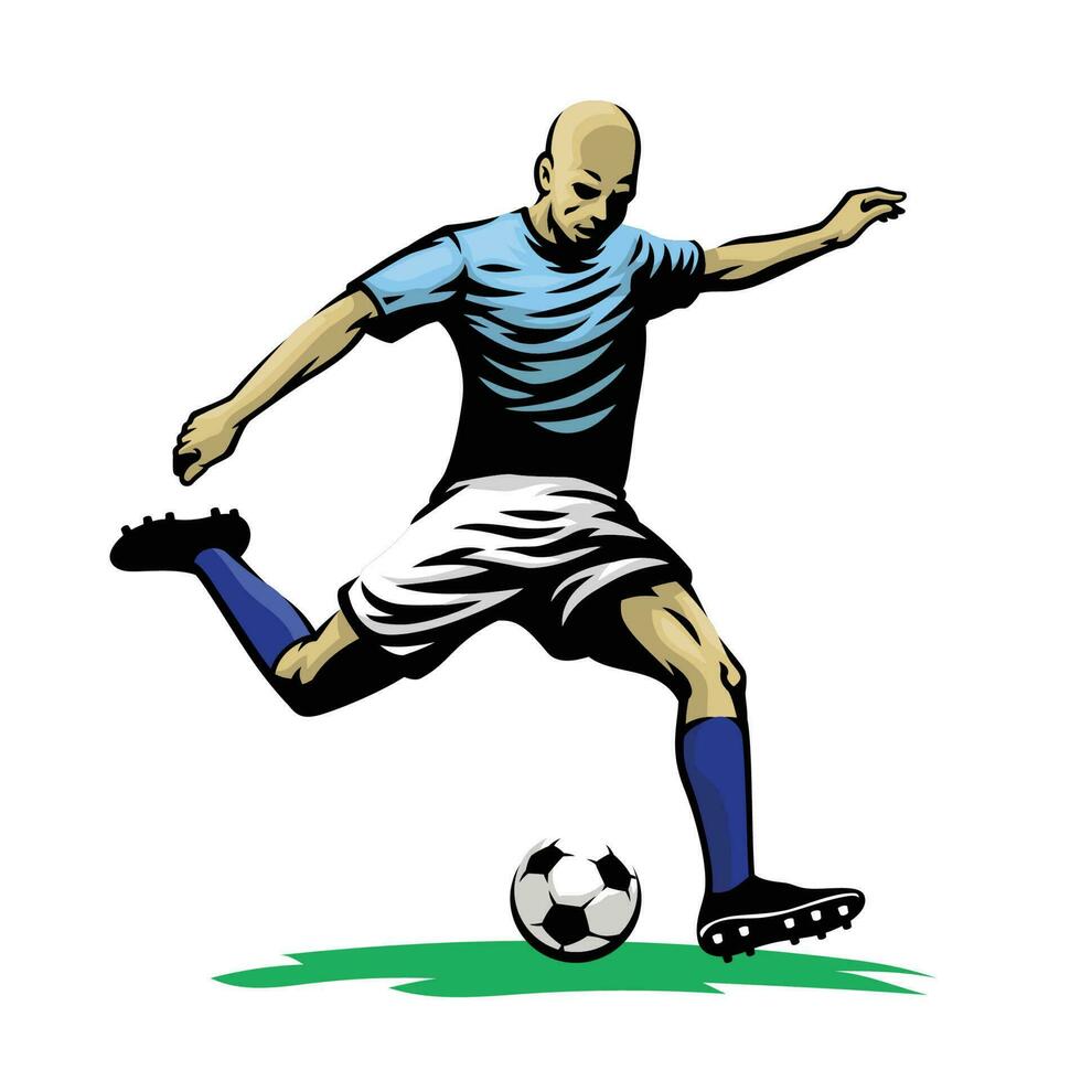 Hand drawing of Soccer Player Kicking the Ball 23172398 Vector Art at