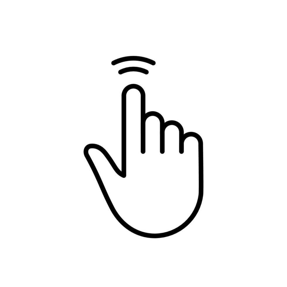 Double Tap Gesture of Computer Mouse. Pointer Finger Black Line Icon. Cursor Hand Linear Pictogram. Touch Click Press Swipe Point Outline Symbol. Editable Stroke. Isolated Vector Illustration.