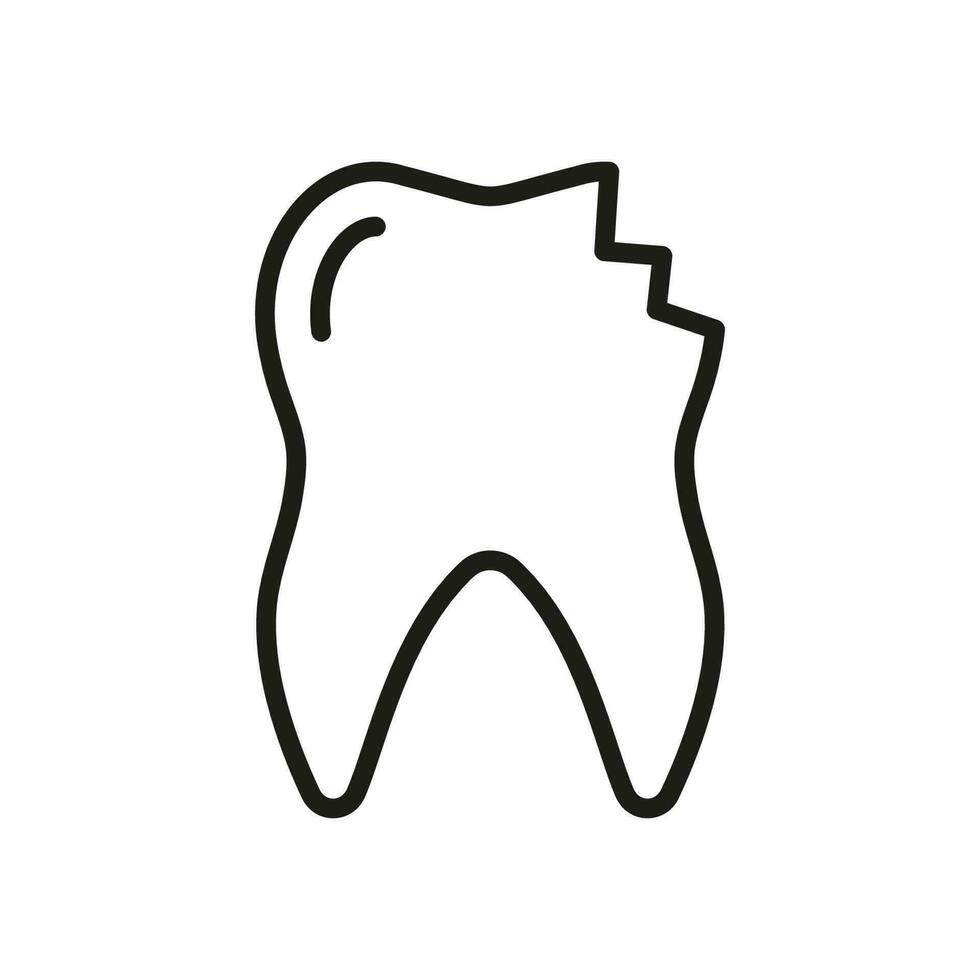 astillado diente línea icono. médico dental problema lineal pictograma. roto agrietado dientes. dañado esmalte. odontología contorno símbolo. dental tratamiento signo. editable ataque. aislado vector ilustración.