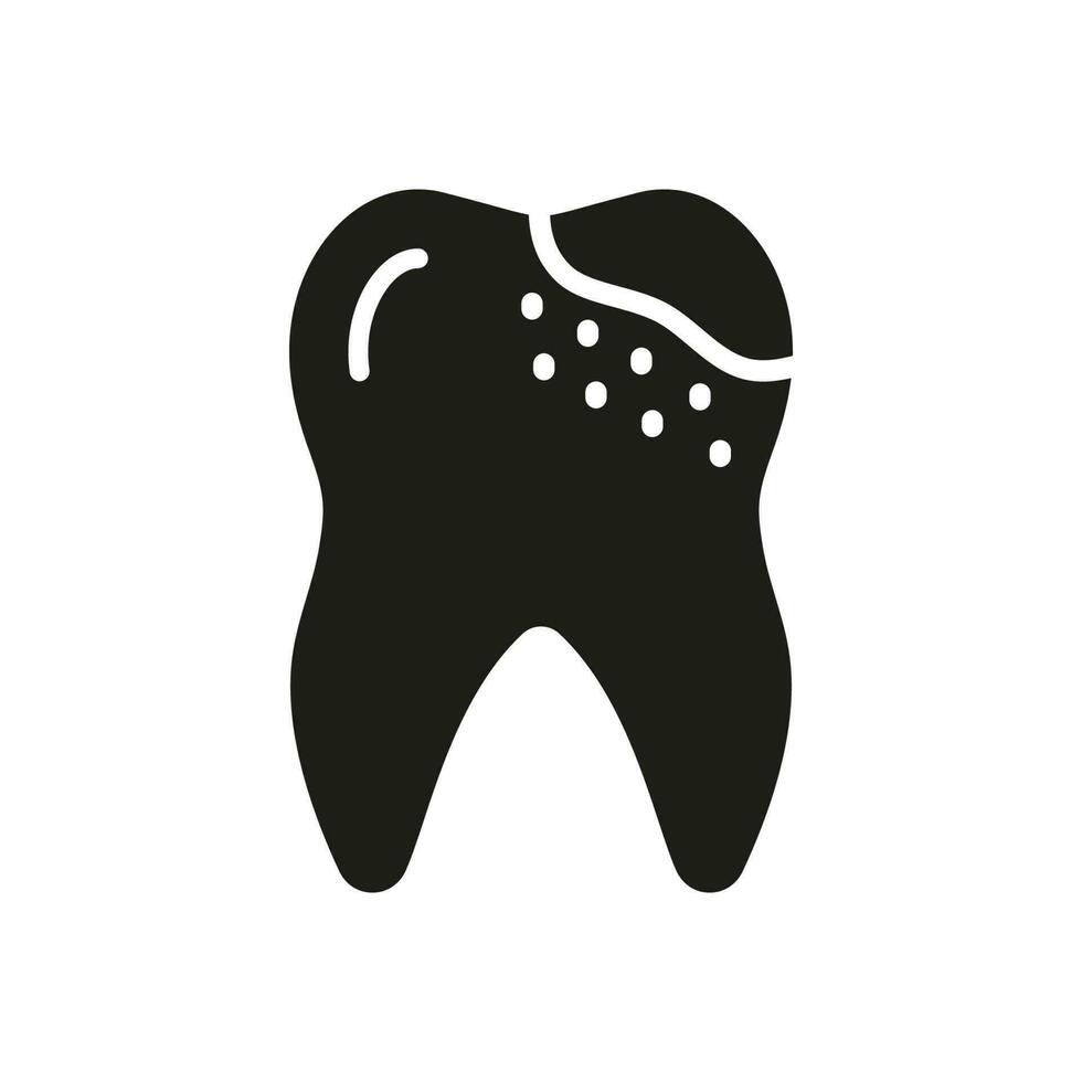 Dental Caries Silhouette Icon. Bad Tooth Health Glyph Pictogram. Toothache, Pain, Decay Orthodontic Teeth Problem. Oral Hygiene. Dental Treatment Sign. Dentistry Symbol. Isolated Vector Illustration.