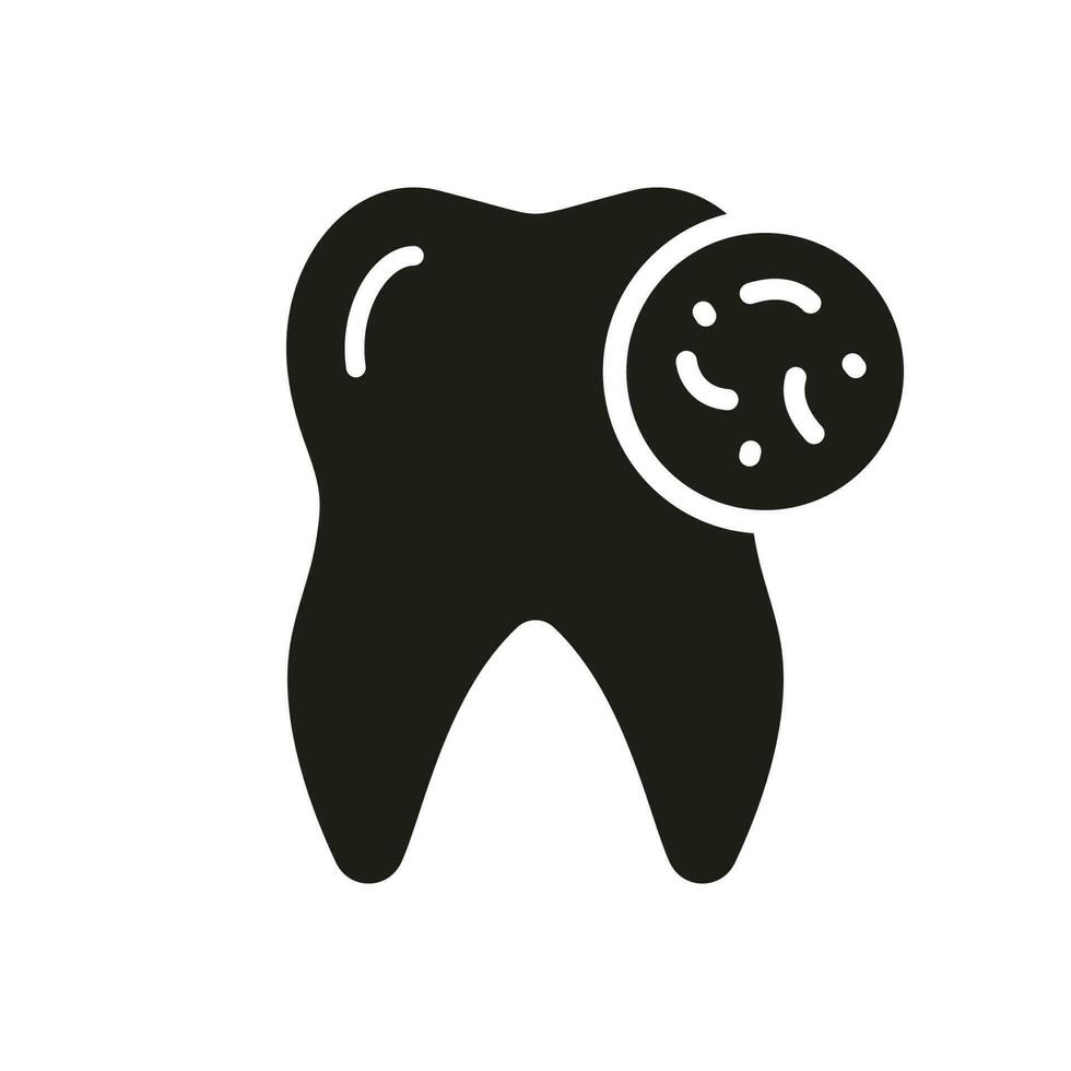 Tooth Bacteria Glyph Pictogram. Oral Virus Problem. Microbe and Infection on Tooth Silhouette Icon. Dental Treatment Solid Sign. Dentistry Symbol. Isolated Vector Illustration.