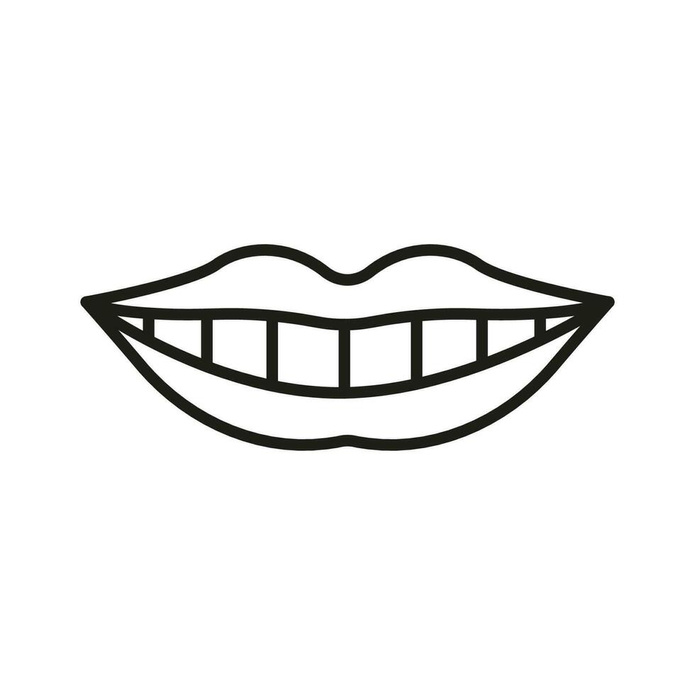 Healthy Human Smile Line Icon. Mouth with Teeth Linear Pictogram. Beauty Lips and White Teeth. Oral Care. Dentistry Outline Symbol. Dental Treatment. Editable Stroke. Isolated Vector Illustration.