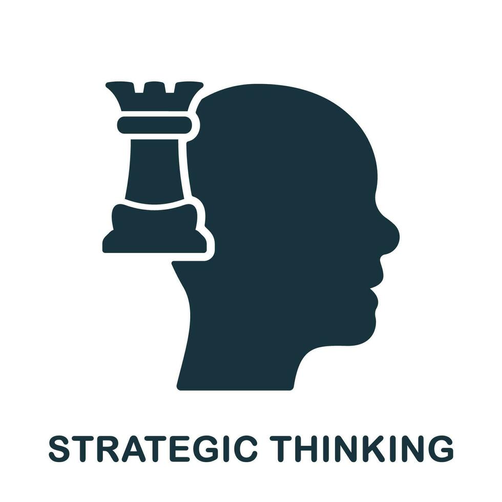 Strategy Think and Decision Silhouette Icon. Strategic Thinking Glyph Pictogram. Tactical Thinking, Training Mental Skill, Memory Solid Sign. Intellectual Process Symbol. Isolated Vector Illustration.