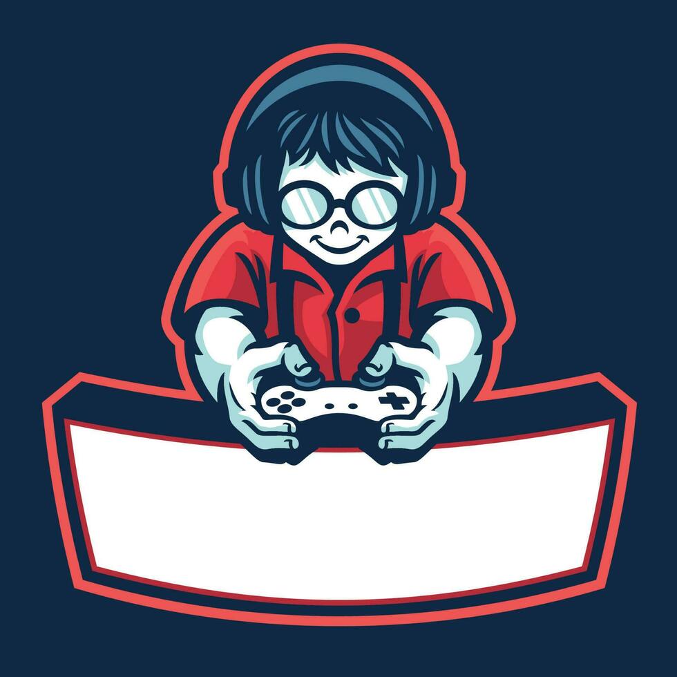 nerd boy mascot esport logo vector