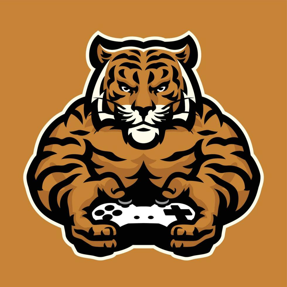 Tigre mascota juego de azar personaje logo vector
