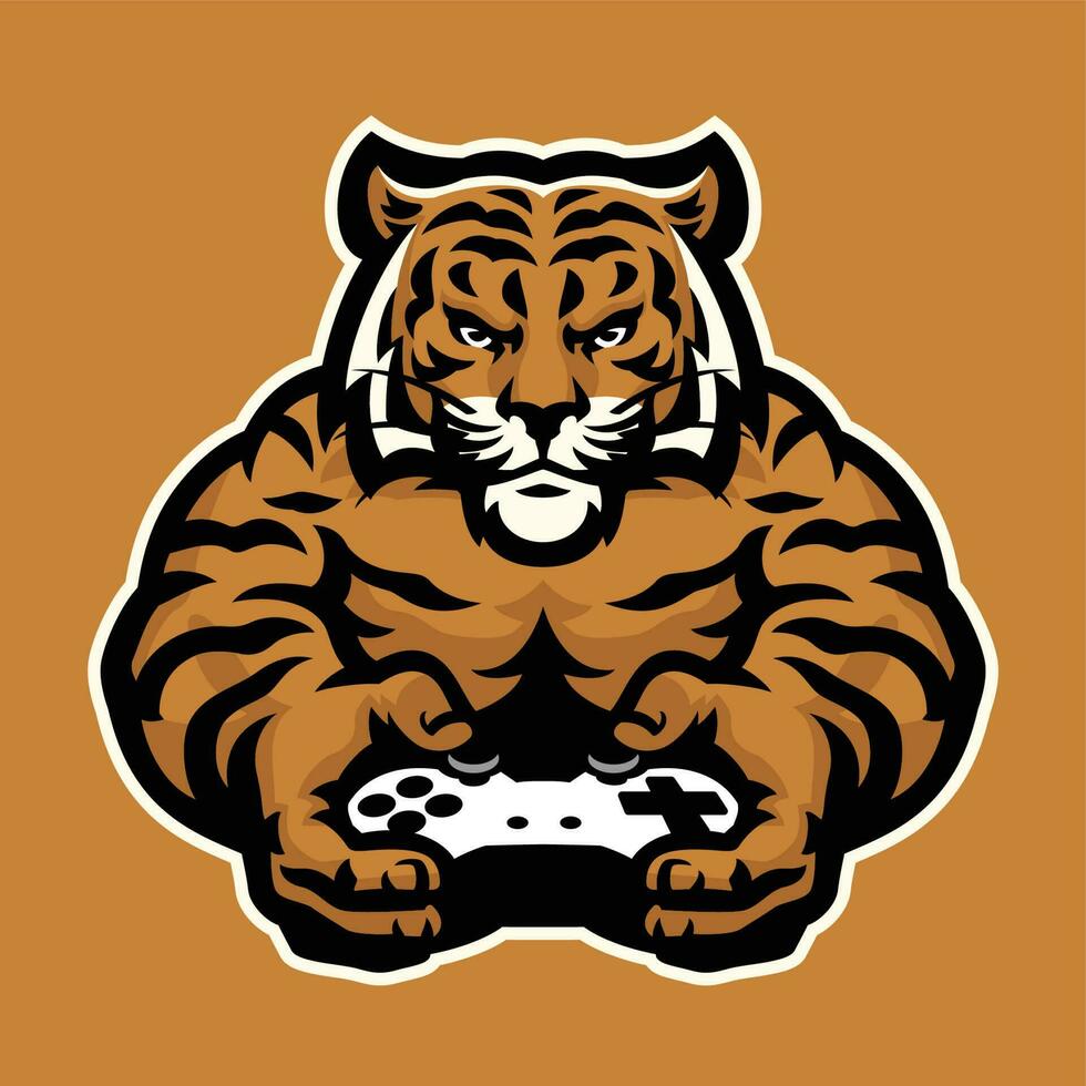 tiger mascot gaming character logo vector