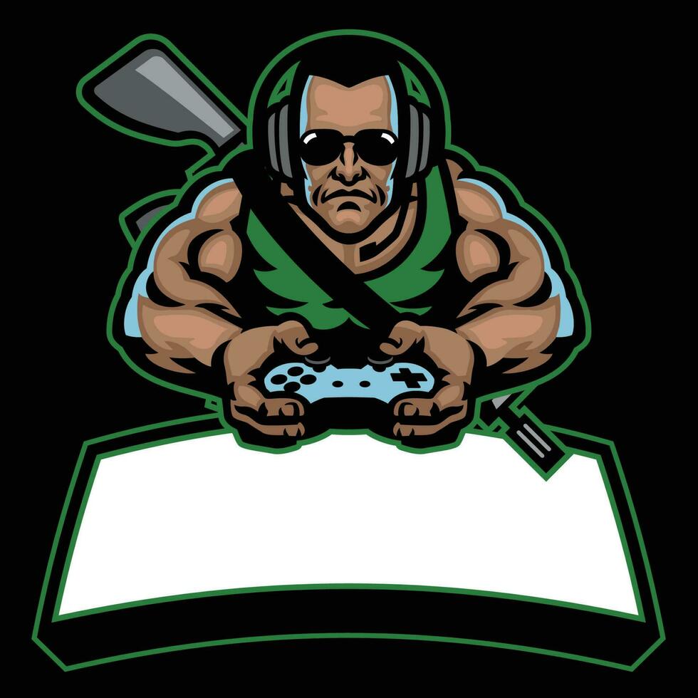 soldier army mascot logo of gaming vector