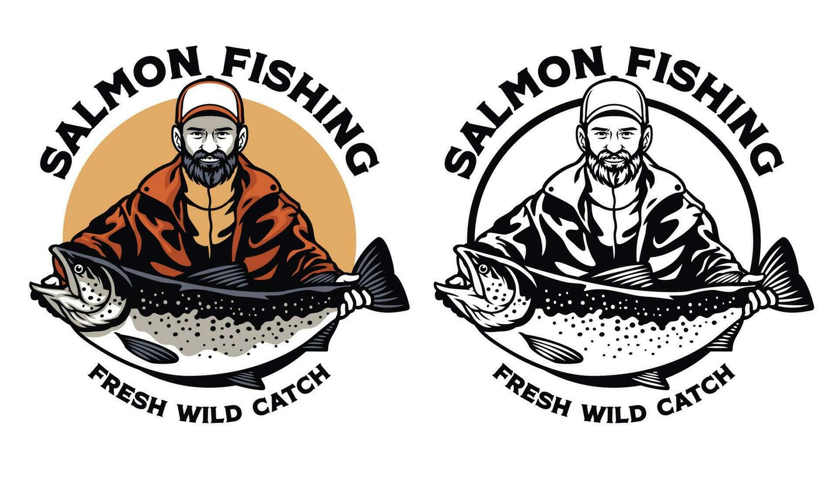 fisherman show his catch trout fish vector