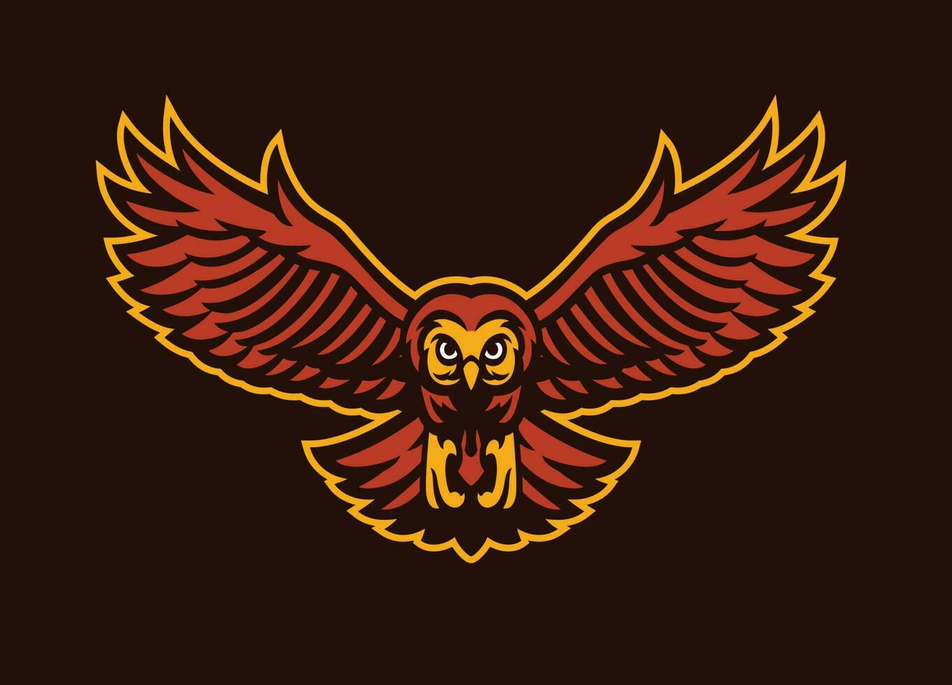 Red owl mascot spreading the wings vector