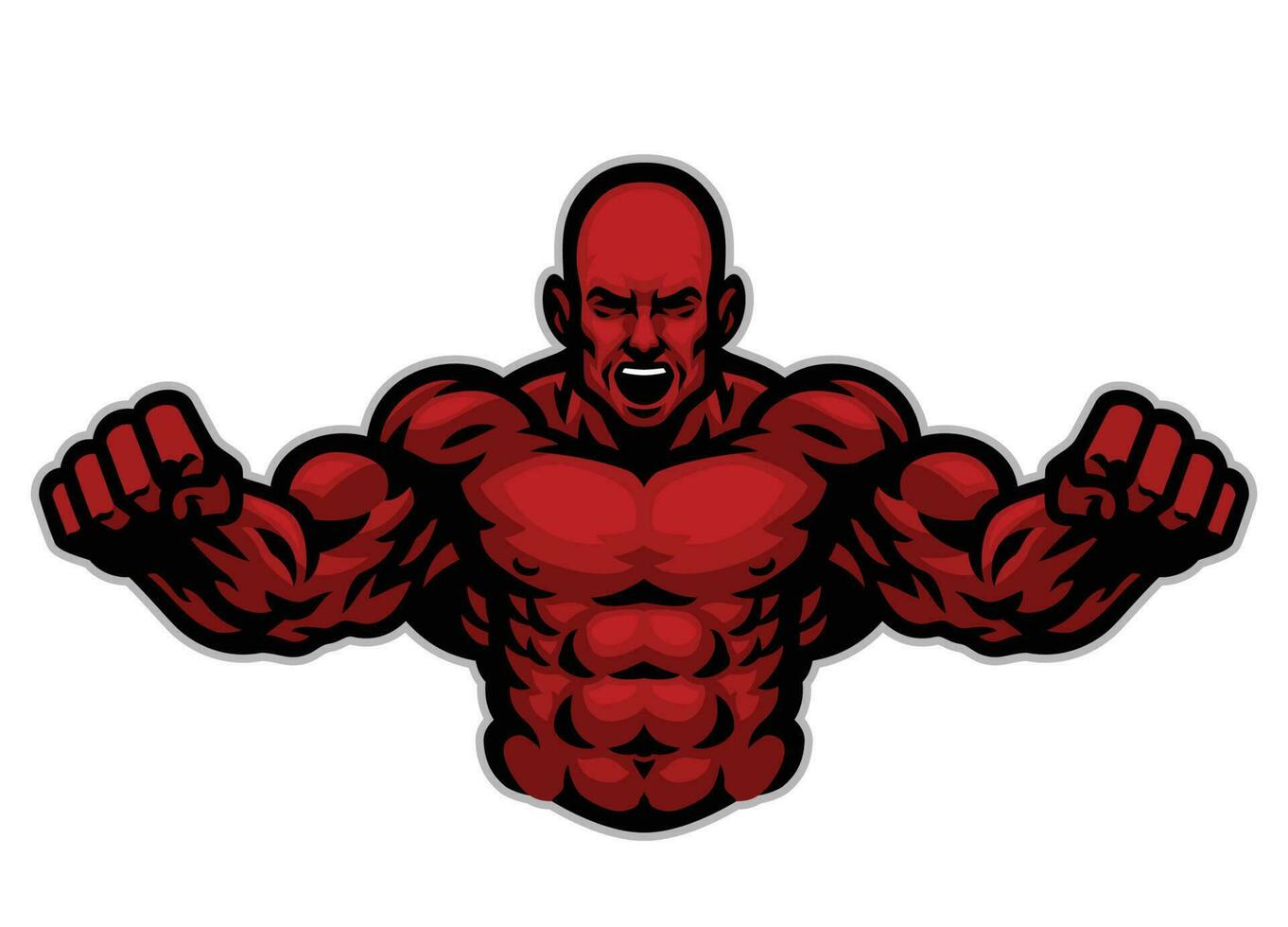 Muscle Posing Bodybuilder Athlete Mascot vector