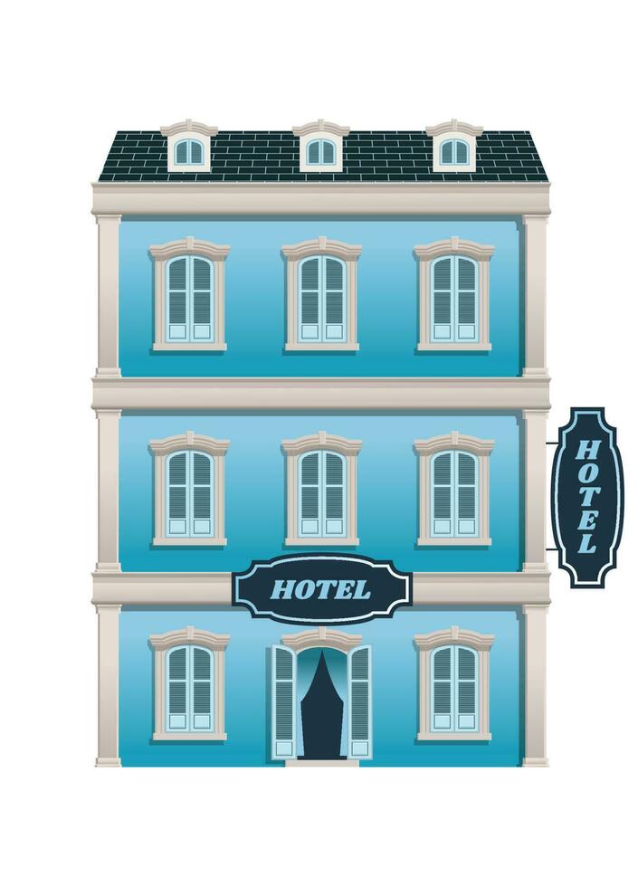 Old Classical Traditional Hotel Building vector