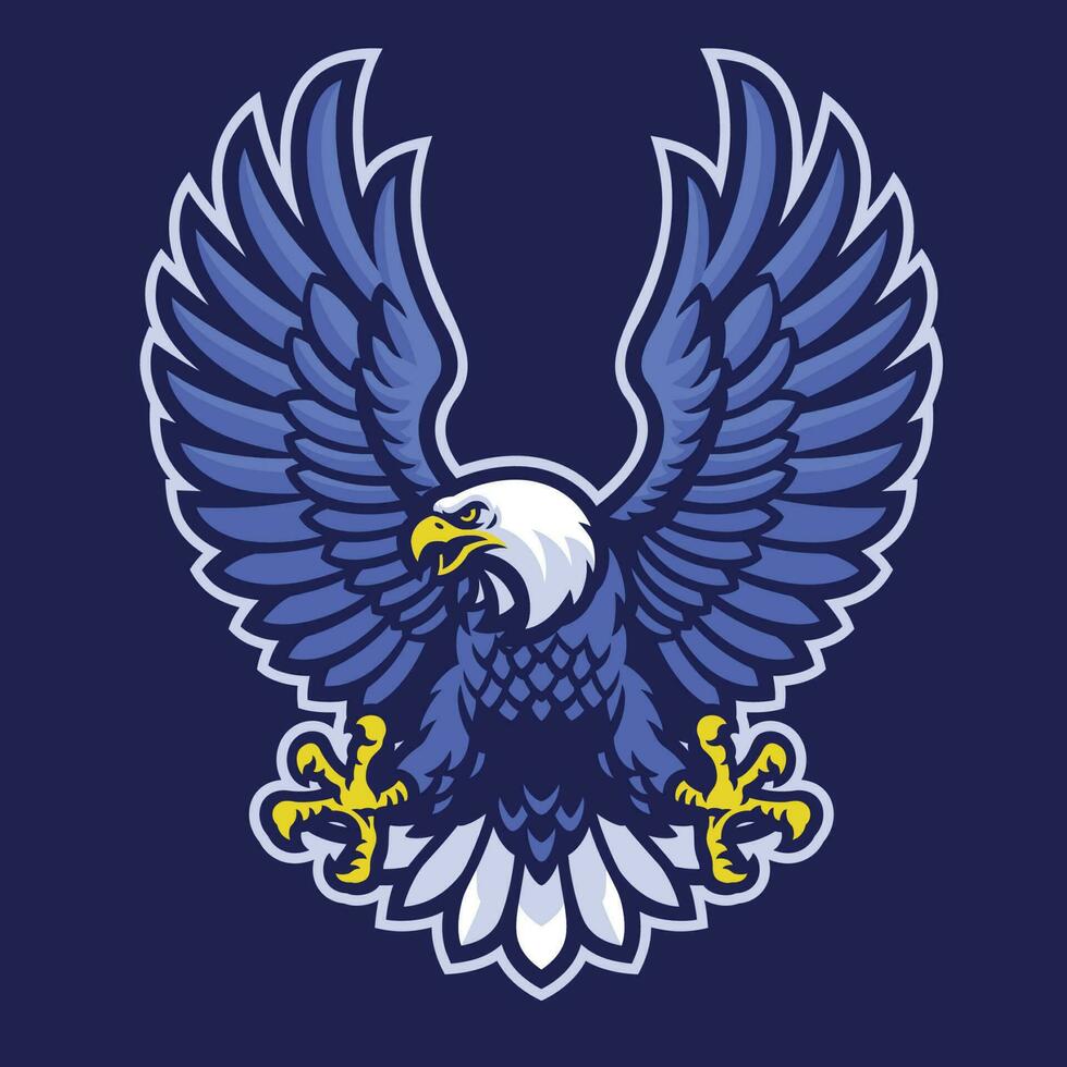 mascot logo of blue bald eagle vector