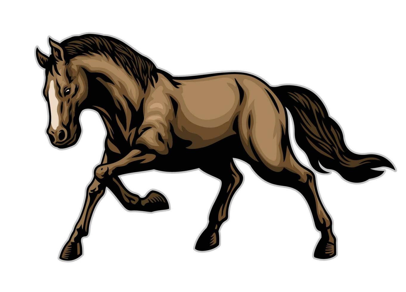 brown horse in hand drawn style vector
