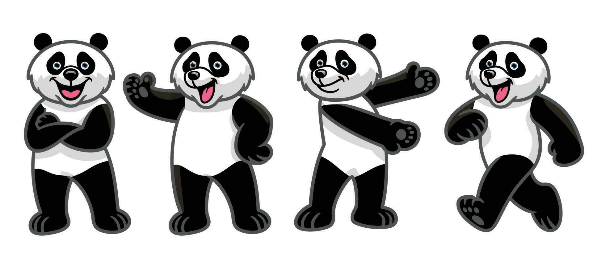 conjunto de dibujos animados gigante panda personaje vector