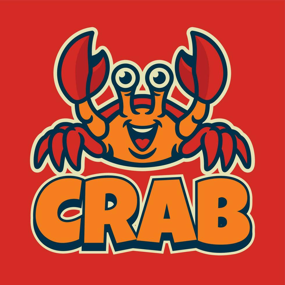 gracioso linda cangrejo dibujos animados mascota logo vector