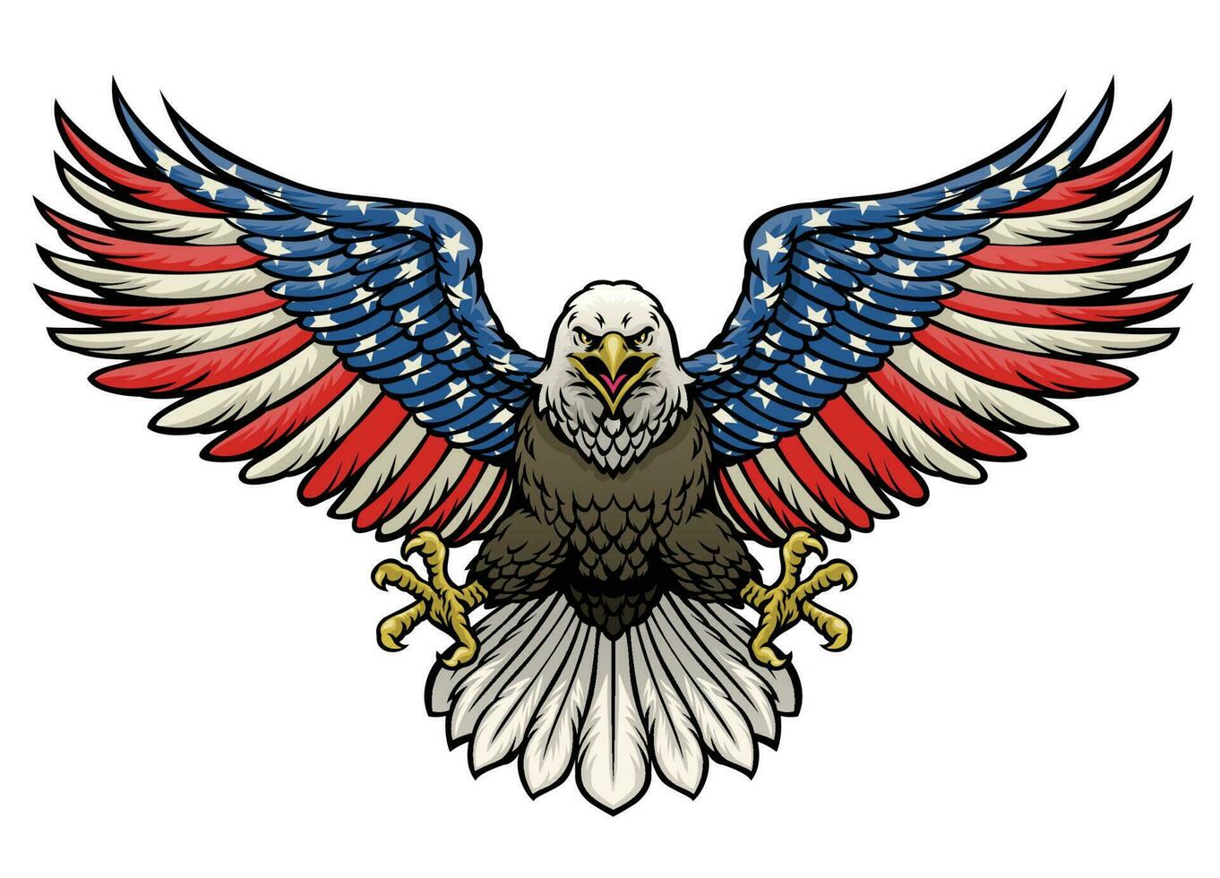 american flag painted bald eagle vector