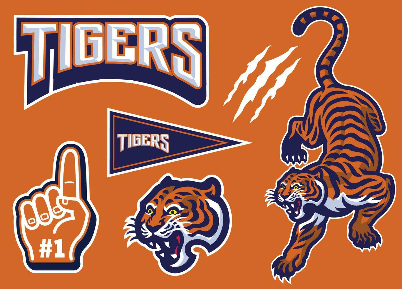 conjunto de Tigre mascota deporte logo vector