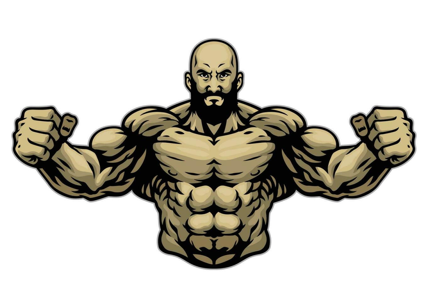 Hand Drawing of Muscle Bodybuilder vector